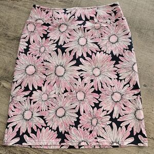 𝅺talbots Women's A-Line Skirt Pink Daisy Flowers Pattern Sz 6